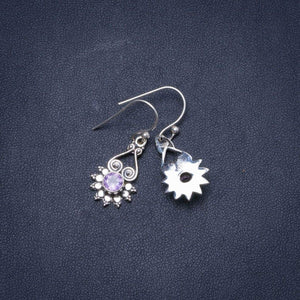 StarGems  Natural Amethyst Handmade Unique 925 Sterling Silver Earrings 1.25" X5020