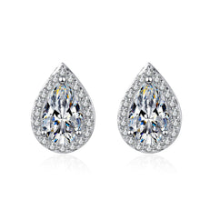 StarGems® Tear Drop 1ct×2 Moissanite 925 Silver Platinum Plated Stud Earrings EX052