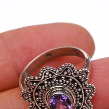 StarGems  Natural Amethyst Handmade Boho 925 Sterling Silver Ring, US Size 9 S2844