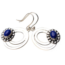 StarGems  Natural Lapis Lazuli Handmade 925 Sterling Silver Earrings 1.75" D6787