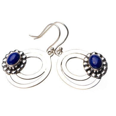 StarGems® Natural Lapis Lazuli Handmade 925 Sterling Silver Earrings 1.75