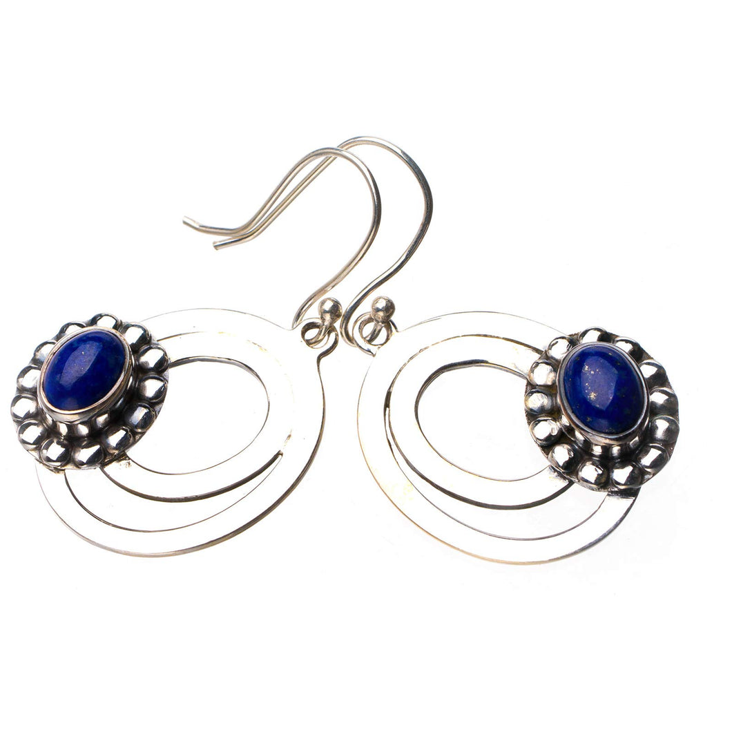 StarGems  Natural Lapis Lazuli Handmade 925 Sterling Silver Earrings 1.75