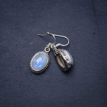 StarGems  Natural Rainbow Moonstone Handmade Unique 925 Sterling Silver Earrings 1.25" X4851