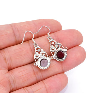 StarGems  Natural Amethyst Handmade 925 Sterling Silver Earrings 1 1/4" S1692