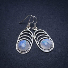 StarGems  Natural Rainbow Moonstone Handmade Vintage 925 Sterling Silver Earrings 1 1/2" T4990