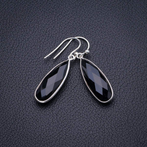 StarGems® Natural Black Onyx Handmade 925 Sterling Silver Earrings 1.5" D3901