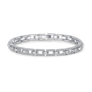 StarGems® Link-Chain 3cttw Moissanite 925 Sterling Silver Platinum Plated Bracelet For Women BX024