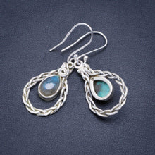 StarGems  Natural Blue Fire Labradorite Handmade Unique 925 Sterling Silver Earrings 1.75" A2319