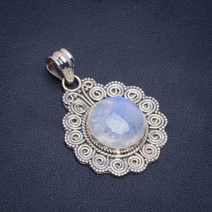 StarGems  Natural Rainbow Moonstone Handmade Unique 925 Sterling Silver Pendant 1.5" B3455