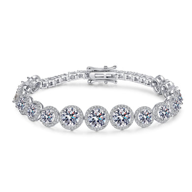 StarGems® Round 10.1cttw Moissanite 925 Sterling Silver Platinum Plated Bracelet For Women 15.5cm  BX036