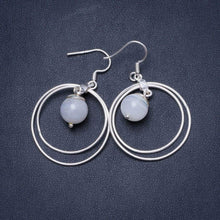 StarGems  Natural Moonstone Handmade Unique 925 Sterling Silver Earrings 1.75" X5056