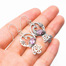 StarGems  Natural Amethyst Peacock Handmade 925 Sterling Silver Earrings 1.75" D7138