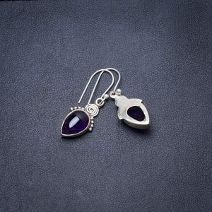 StarGems® Natural Amethyst Handmade Unique 925 Sterling Silver Earrings 1.25" Y3545