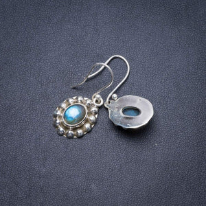 StarGems® Natural Blue Fire Labradorite Handmade Unique 925 Sterling Silver Earrings 1.25" Y3003