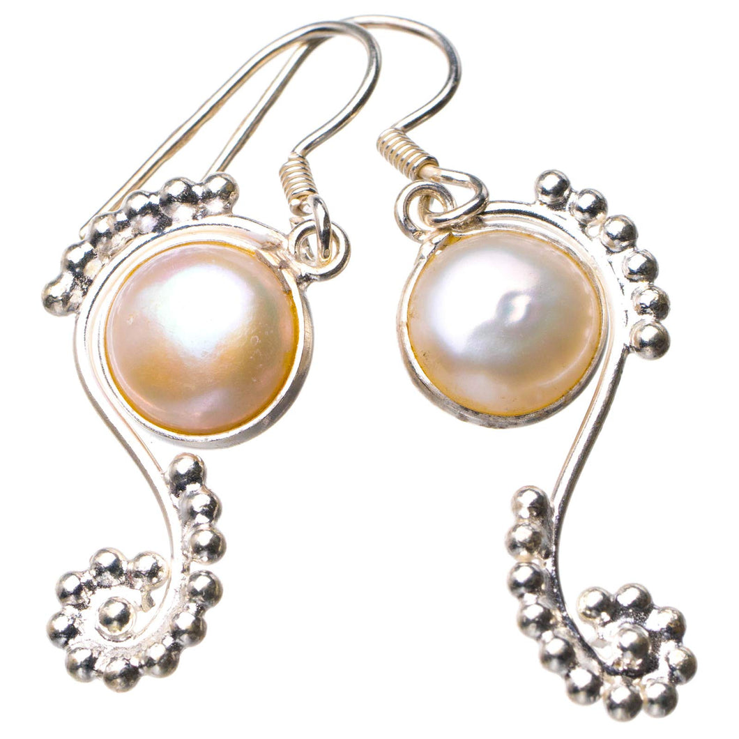 StarGems® Natural River Pearl Handmade 925 Sterling Silver Earrings 1.5