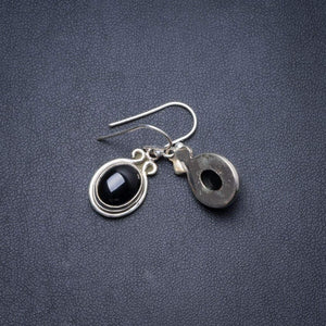 StarGems® Natural Black Onyx Handmade Unique 925 Sterling Silver Earrings 1.25" Y3045