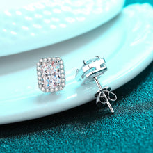 StarGems® Emerald Cut 1ct×2 Moissanite 925 Silver Platinum Plated Stud Earrings EX050