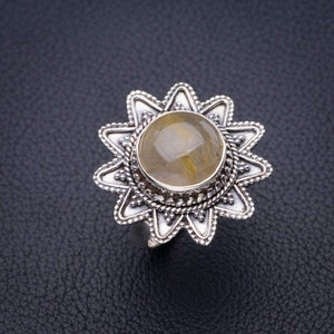 StarGems  Natural Golden Rutile Handmade 925 Sterling Silver Ring 8.75 D4549