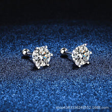 StarGems 0.5ct Moissanite 925 Silver Platinum Plated Six-Prong Classical Stud B4681