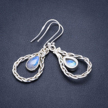 StarGems  Natural Rainbow Moonstone Handmade Unique 925 Sterling Silver Earrings 1.75" A2424