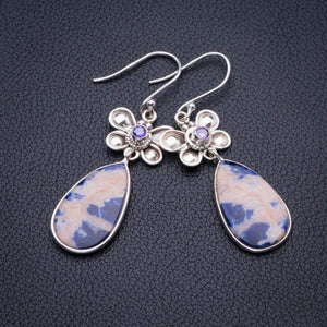 StarGems® Natural Sodalite And Amethyst Butterfly Handmade 925 Sterling Silver Earrings 2" D3962