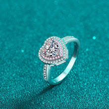 StarGems® Pink Triple-Layer Heart-Shape Three Prong 1ct Moissanite 925 Silver Platinum Plated Ring RX000