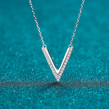StarGems® V-Shape 0.19cttw Moissanite 925 Silver Platinum Plated Necklace 40+5cm NX092