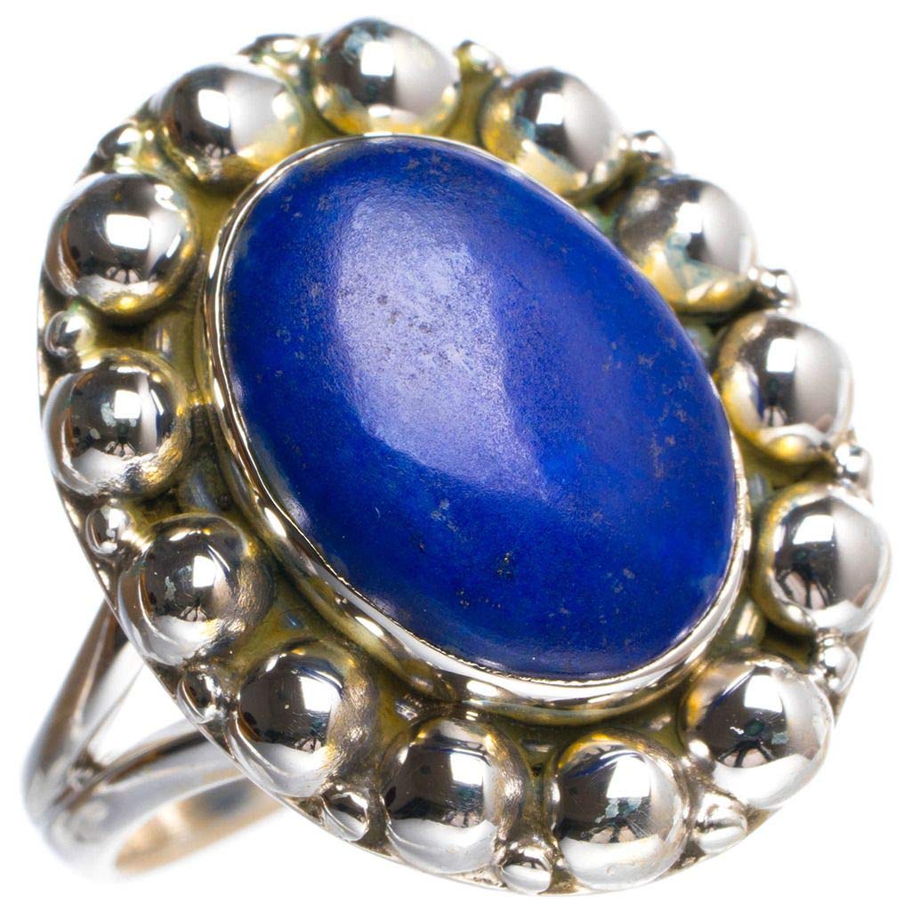 StarGems  Natural Lapis Lazuli Handmade Unique 925 Sterling Silver Ring 8 Y4993