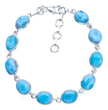 StarGems Natural Larimar 925 Sterling Silver Bracelet 7-8" BA000-Bracelet