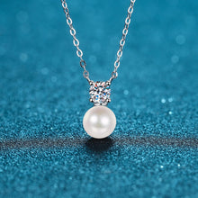 StarGems® 8mm River Pearl Minimalist 0.5cttw Moissanite 925 Silver Platinum Plated Necklace 40+5cm NX069