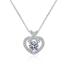 StarGems® Heart-Shape Rock&Punk 1ct Moissanite 925 Silver Platinum Plated Necklace 40+5cm NX034