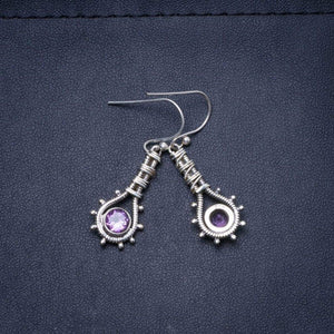 StarGems  Natural Amethyst Handmade Unique 925 Sterling Silver Earrings 1.5" Y0395