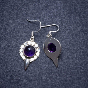 StarGems  Natural Amethyst Handmade Unique 925 Sterling Silver Earrings 1.75" X4124