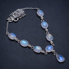 StarGems  Natural Rainbow Moonstone Handmade Boho 925 Sterling Silver Y Necklace 17.5" T8749