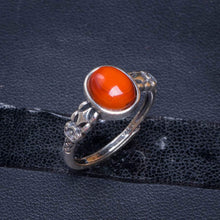 StarGems  Natural Nanjiang Red Agate Opening Concise Handmade 925 Sterling Silver Ring 7 D1022