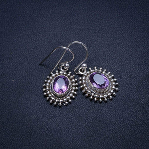 StarGems  Natural Amethyst Handmade Unique 925 Sterling Silver Earrings 1" T4118