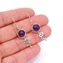 StarGems  Natural Amethyst Snake Handmade Mexican 925 Sterling Silver Earrings 1 1/2" S1516