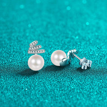 StarGems® 9mm AAAA Pearls 0.15cttw Moissanite 925 Silver Platinum Plated Stud Earrings EX058
