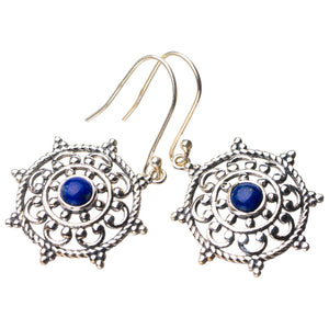StarGems® Natural Lapis Lazuli Handmade 925 Sterling Silver Earrings 1.75" D6798