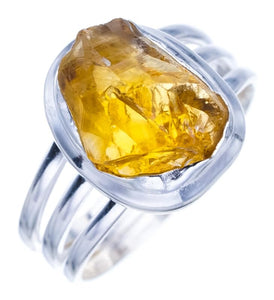 StarGems Natural Citrine Handmade 925 Sterling Silver Ring Ra000