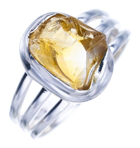 StarGems Natural Citrine Handmade 925 Sterling Silver Ring Ra000