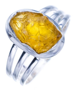 StarGems Natural Citrine Handmade 925 Sterling Silver Ring Ra000