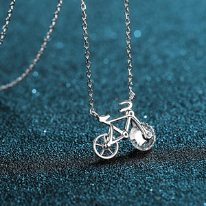 StarGems® Bicycle 1ct Moissanite 925 Silver Platinum Plated Necklace 40+5cm NX058