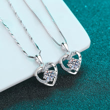 StarGems® Heart-Shape 0.8ct Moissanite 925 Silver Platinum Plated Necklace 40+5cm NX013