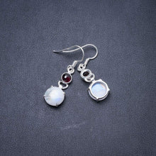 StarGems  Natural Rainbow Moonstone and Amethyst Handmade Unique 925 Sterling Silver Earrings 1.25" Y2995