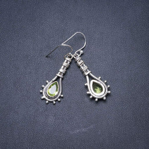 StarGems  Natural Peridot Handmade Unique 925 Sterling Silver Earrings 1.5" Y2993