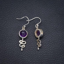 StarGems  Natural Amethyst Snake Handmade Mexican 925 Sterling Silver Earrings 1 1/2" S1731