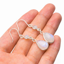 StarGems® Natural Rainbow Moonstone Handmade 925 Sterling Silver Earrings 2" D6539