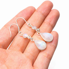 StarGems® Natural Rainbow Moonstone Handmade 925 Sterling Silver Earrings 1.75" D7224