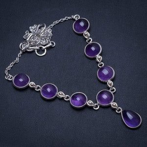 StarGems® Natural Amethyst Handmade 925 Sterling Silver Y Necklace 17" T8652